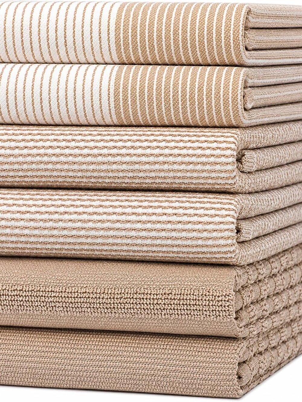 Premium Kitchen Towels 6 Pack 100% Cotton, 20"x28" Dish Towels - Tan